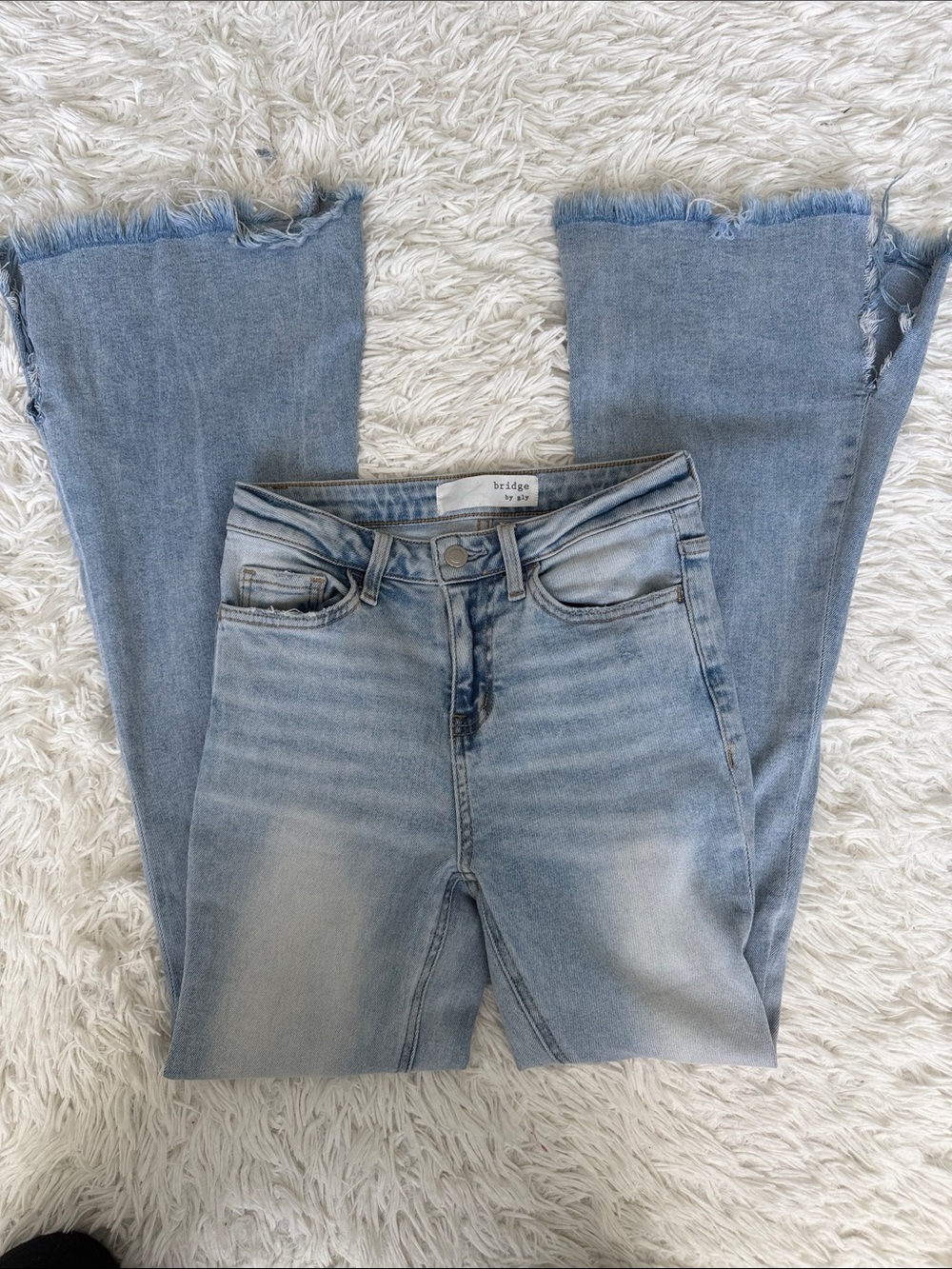 Bridge by Gly Flare Frayed Hem Jeans Size 25